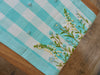 Blue Ghingham Hand Embroidered Table Runner