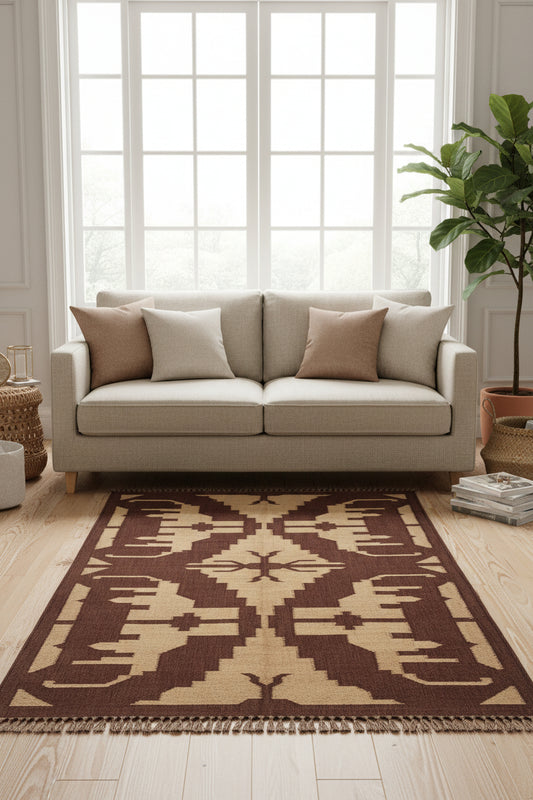 Handwoven Dhurrie Rug - The Brown One