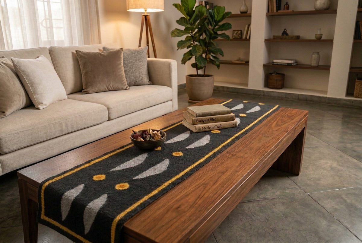 Blue Handwoven Woolen Kilim Table Runner – Two Sisters Company