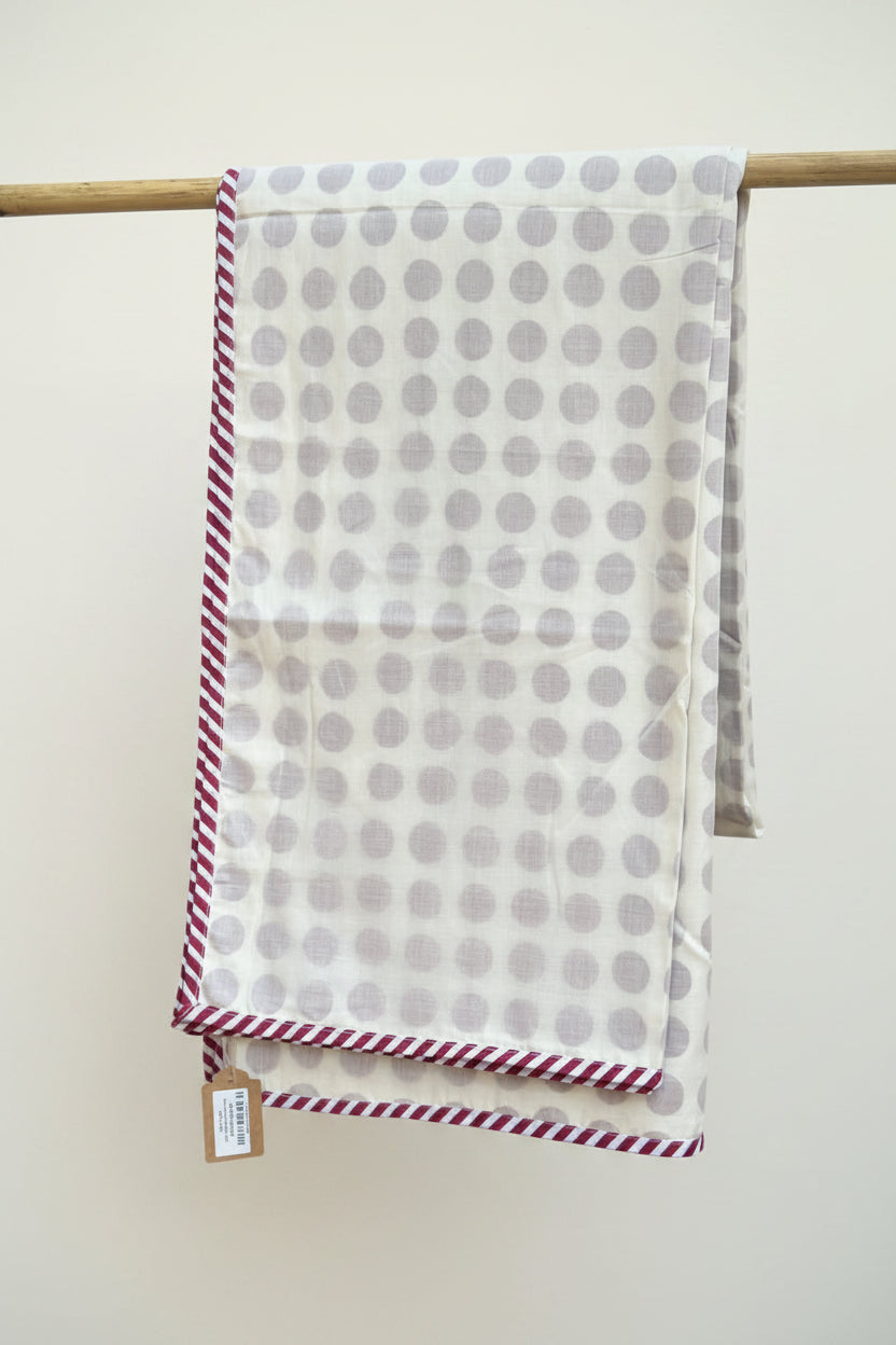 Noor Polka Hand Block Printed Mulmul Cotton Reversible Dohar