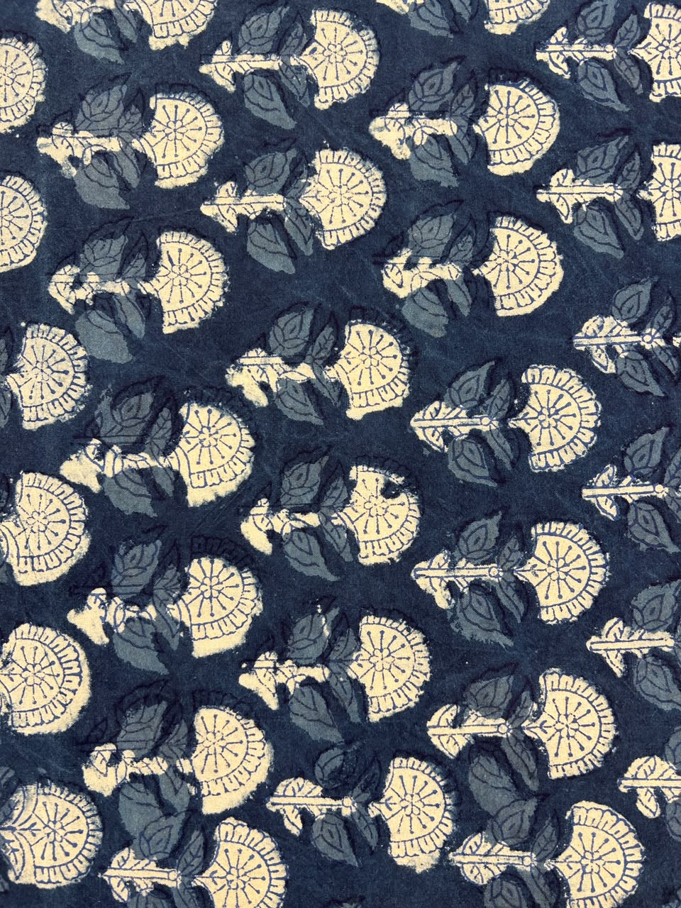 Phool Indigo Ajrakh Cotton Dining Table Cover