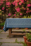 Jharnaa Indigo Ajrakh Cotton Dining Table Cover