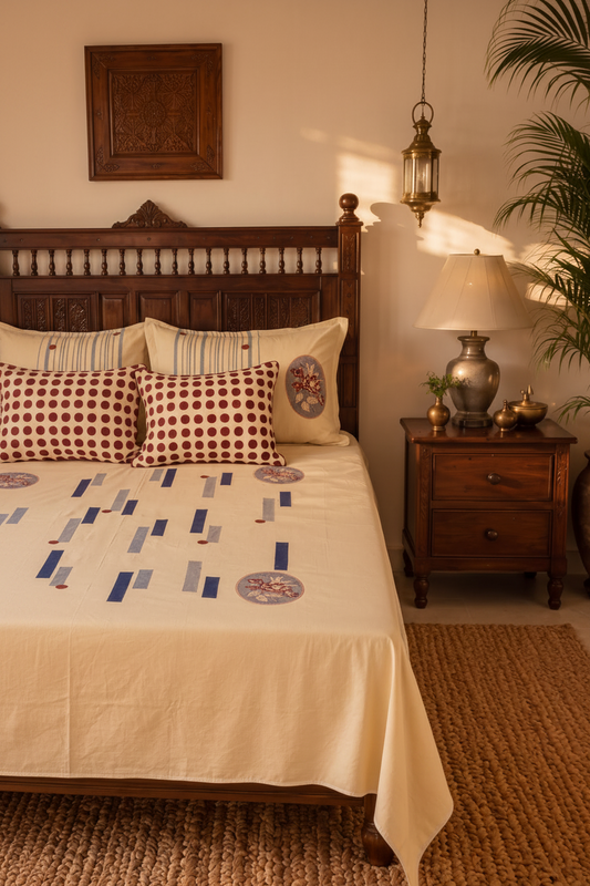 Noor Hand Block Printed 300TC Percale Cotton Bedsheet