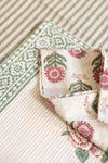 hand block printed napkins in pink and green for daily use