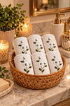 hand embroidered face towels for guest bathroom.